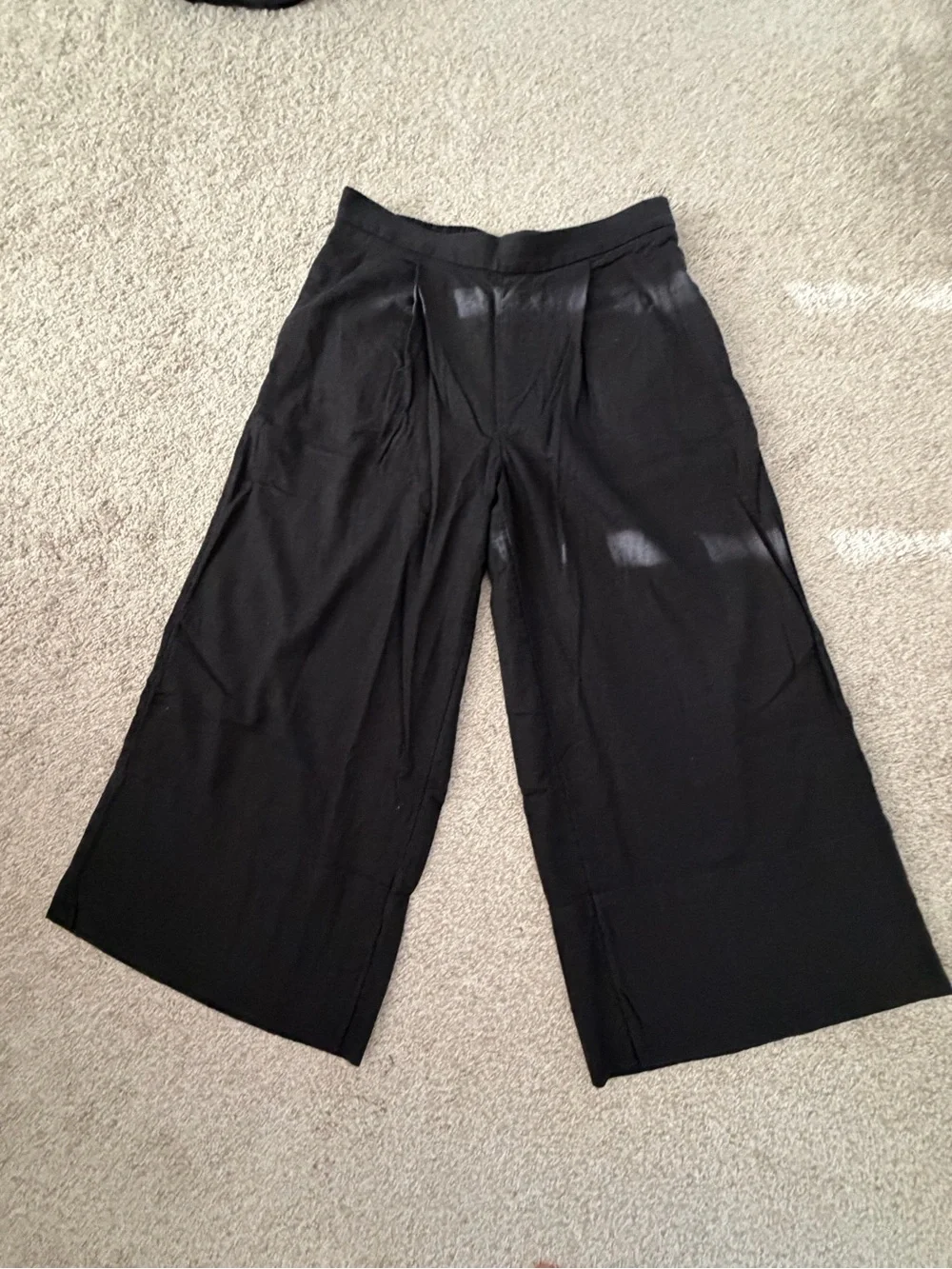 Banana Republic Black Wide-Leg Linen Culotte Pants